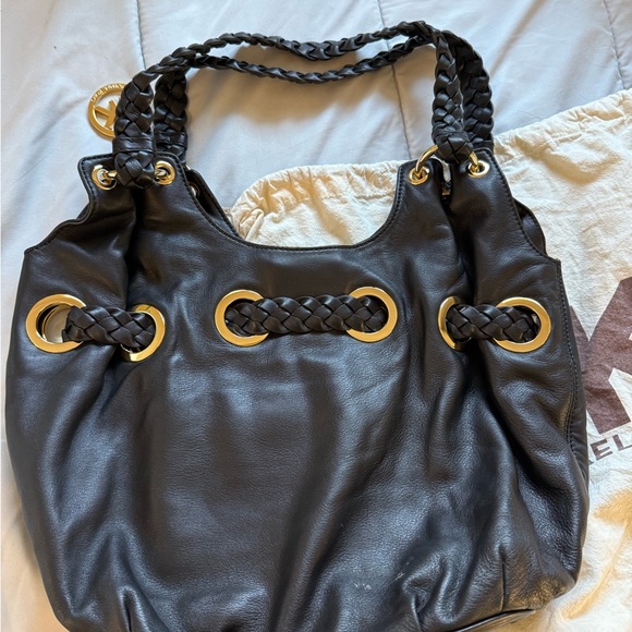 Michael Kors Black Shoulder Bag with Gold Details
